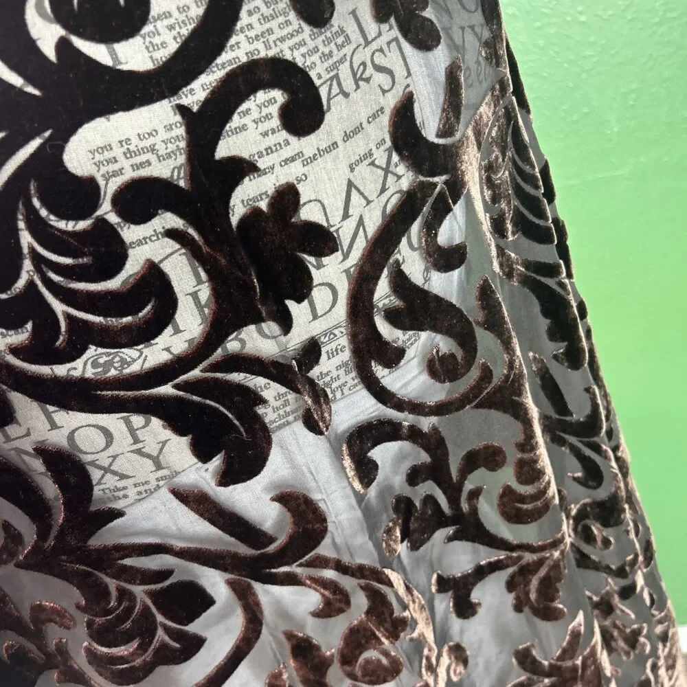 Vtg 90s Brown Burnout Velvet Scarf 40x40 Boho Y2K Grunge Fairy